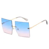 Gradual Sunglasses Gradual Square Cutting Lens Frameless UV Protection Retro Shades