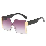 Sunglasses Multicolor Square Integrated Oversized Vintage Flat Top Frameless
