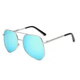Sunglasses Multicolor Double Bridge Classic Mirrored Aviator Sunglasses With Frame
