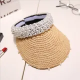 Handmade Pearl Ordinary Density Empty Top Hat Sun Hat Outdoor Beach Sun Hat