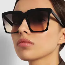 Sunglasses Square Trapezoid Shape Oversized Flat Top Wide Frame