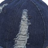 UV Protection Washed Cowboy Denim Hole Baseball Cap