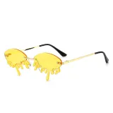 Sunglasses Fashion Tears Flame Design Rimless Wave Eyewear Streetwear
