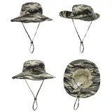 Summer UV Protection Camouflage Wide Brim Outdoor Sunhat Bucket Cap