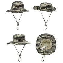 Summer UV Protection Camouflage Wide Brim Outdoor Sunhat Bucket Cap
