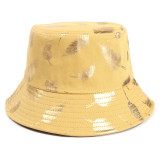 Double-Sided Reversible Sunhat Feather Print Bucket Cap