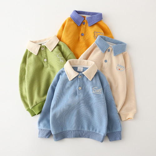 Toddler Kids Boys Cartoon Solid color Long Sleeve Pull Collar Sweater