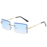 Sunglasses UV Protection Fashion Square Tinted Lens Vintage Rimless Eyewear
