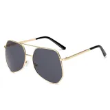 Sunglasses Multicolor Double Bridge Classic Mirrored Aviator Sunglasses With Frame