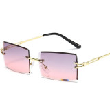 Gradient Sunglasses UV Protection Fashion Square Tinted Lens Vintage Rimless Eyewear