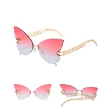 Sunglasses Multicolor Butterfly Rimless Sunglasses Hollow Out Letters Glasses