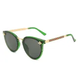 Sunglasses Multicolor Round Bottom Bees Stripe Oversized Sunglasses Retro Flat Top With Frame