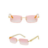Sunglasses Fashion Square Marbling Glasses Legs Tinted Lens Vintage Rimless Eyewear