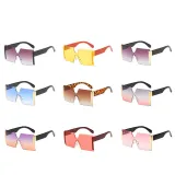 Sunglasses Multicolor Square Integrated Oversized Vintage Flat Top Frameless
