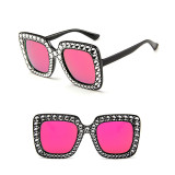 Sunglasses Multicolor Square Imitation Diamond Frame UV Protection Shades