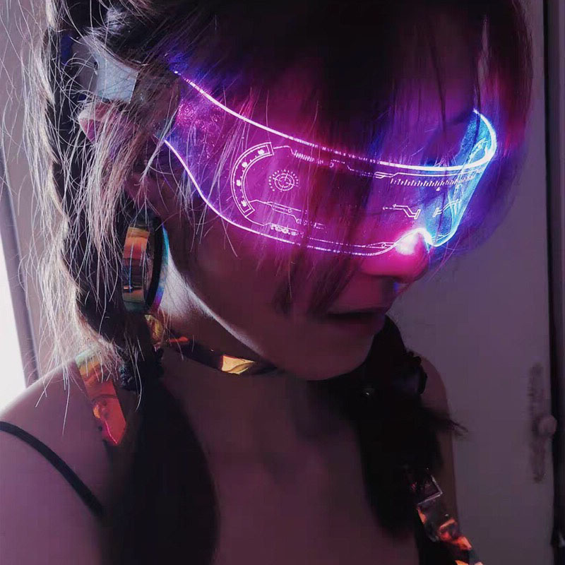 Cyberpunk LED Glasses Target Locked Futuristic Glasses Glow Eyewear