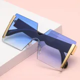 Sunglasses Multicolor Square Integrated Oversized Vintage Flat Top Frameless