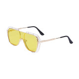 Sunglasses One Piece Plastic Metal Frame Flat Top Eyewear