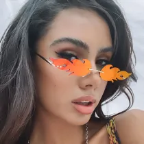 Sunglasses Multicolor Flame Rimless Sunglasses Wave Glasses
