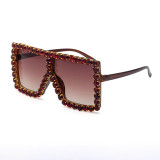 Sunglasses Square And Diamond Decorate Frame UV Protection Shades
