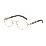 Sunglasses Fashion Round Wood Glasses Legs Tinted Lens Vintage Frame Eyewear