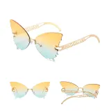Sunglasses Multicolor Butterfly Rimless Sunglasses Hollow Out Letters Glasses