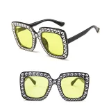 Sunglasses Multicolor Square Imitation Diamond Frame UV Protection Shades