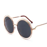 Copy Sunglasses Multicolor Metal Double Circle Wire Frame Oversized Round Sunglasses