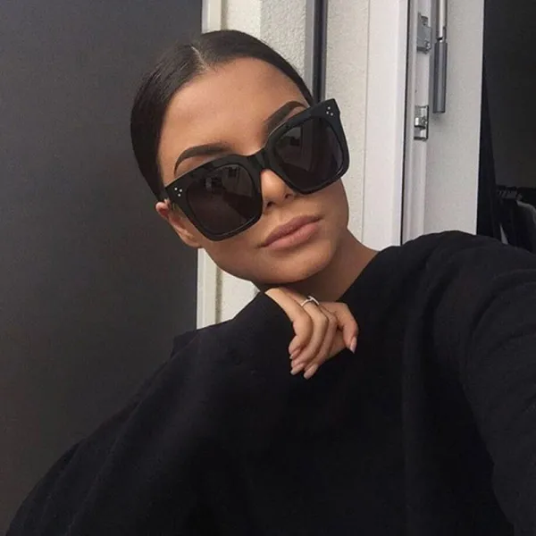 Sunglasses Trendy Cateye Square Oversized UV400 Protection Vintage Retro Flat Top With Frame