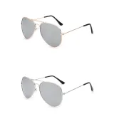 Sunglasses Multicolor Round Bottom Oversized Aviator Sunglasses Retro Flat Top With Metal Frame