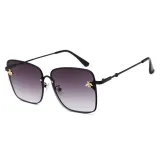 Sunglasses Multicolor Bee Charm Rectangle Oversized Shades Retro Flat Top With Frame