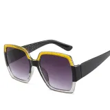 Sunglasses Multicolor Square Cambered Surface Oversized Vintage Flat Top With Frame