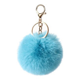 Faux Rabbit Fur Ball Pom Pom Keychain for Car Key Ring Phone Bag Pendant