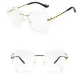 Sunglasses Gradual Polygonal Cutting Lens Frameless UV Protection Retro Shades