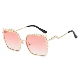 Sunglasses Multicolor Square Pearl Embellish Frame And Curve Sunglasses Legs