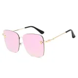 Sunglasses Multicolor Bee Charm Rectangle Oversized Shades Retro Flat Top With Frame