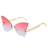 Sunglasses Multicolor Butterfly Rimless Sunglasses Hollow Out Letters Glasses