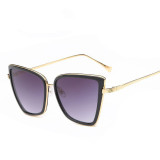 Sunglasses Trendy Cateye Trapezoidal Oversized UV Protection Vintage Retro Flat Top With Frame