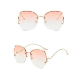 Sunglasses Metal Irregular Butterfly Shape Rimless Lens Wave Shape Arm Eyewear