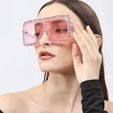 Sunglasses Square And Diamond Decorate Frame UV Protection Shades