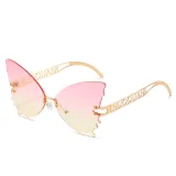 Sunglasses Multicolor Butterfly Rimless Sunglasses Hollow Out Letters Glasses