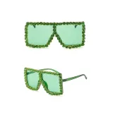 Sunglasses Square And Diamond Decorate Frame UV Protection Shades