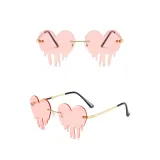 Sunglasses Fashion Heart Shape Tears Design Rimless Wave Eyewear Streetwear