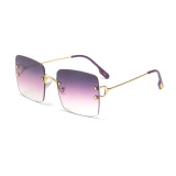 Sunglasses Fashion Square Y Type Glasses Legs Tinted Lens Vintage Rimless Eyewear