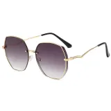 Sunglasses Multicolor Metal Frame V-Type Glasses Legs Oversized Polygon Lens Shades