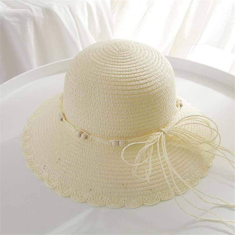 Wooden Bead Lace Sun Hat Outdoor Beach Sun Hat