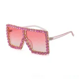 Sunglasses Square And Diamond Decorate Frame UV Protection Shades