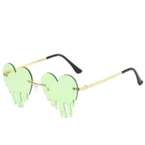 Sunglasses Fashion Heart Shape Tears Design Rimless Wave Eyewear Streetwear