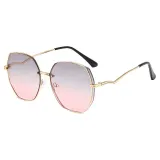 Sunglasses Multicolor Metal Frame V-Type Glasses Legs Oversized Polygon Lens Shades