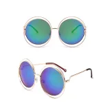 Sunglasses Multicolor Metal Double Circle Wire Frame Oversized Round Sunglasses